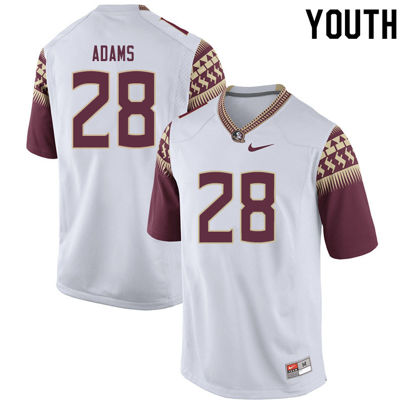 Youth #28 D'Marcus Adams Florida State Seminoles College Football Jerseys Sale-White - Click Image to Close
